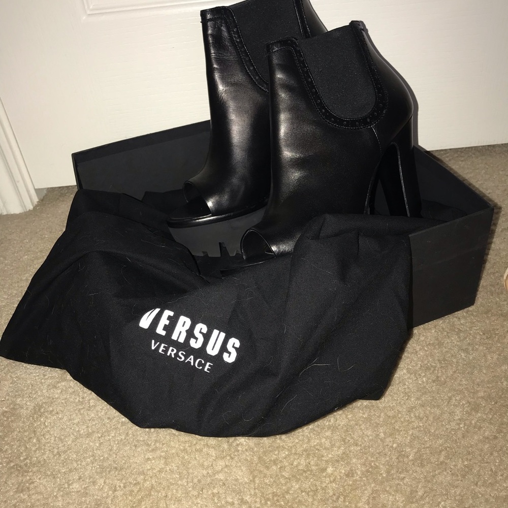 Black open toe booties